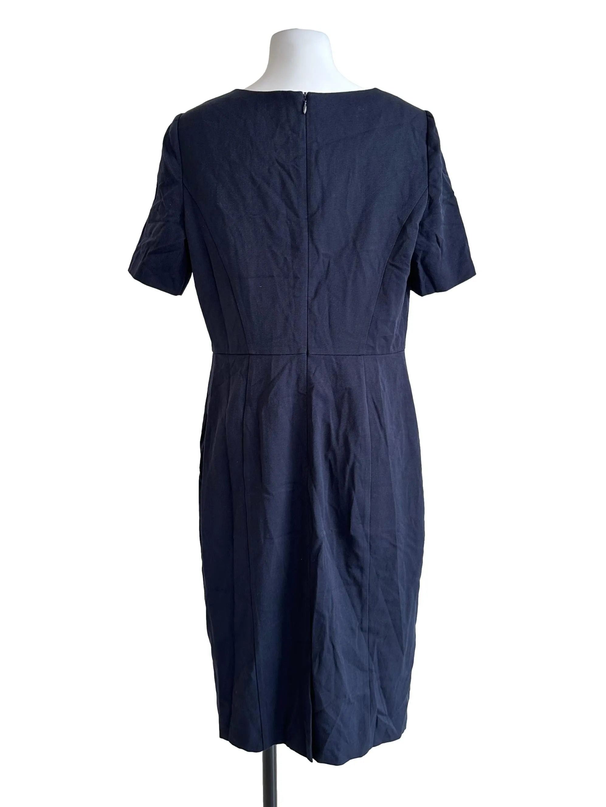 Navy Blue Plain Casual Dress
