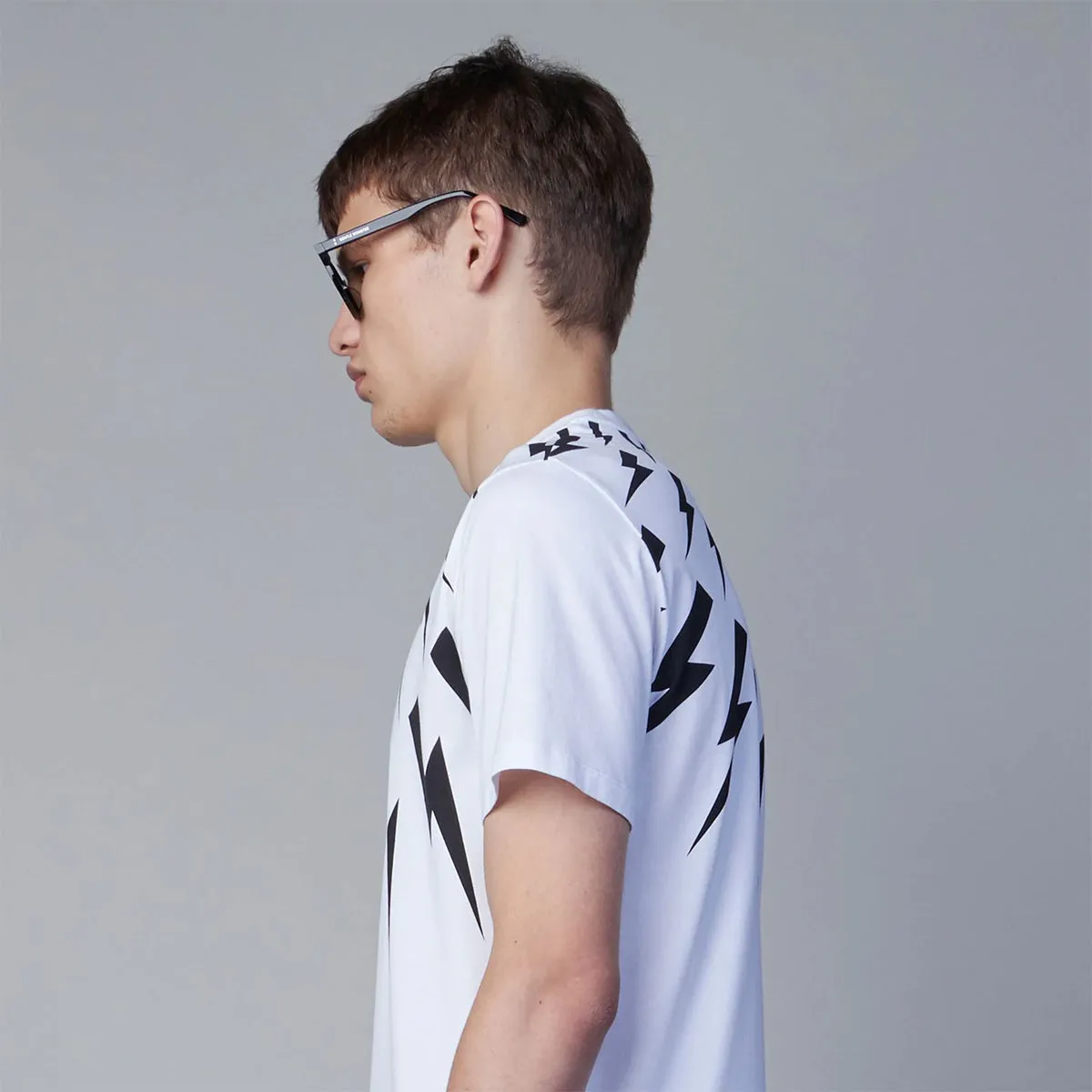 Neil Barrett - Fair-Isle Thunderbolt T-Shirt in White