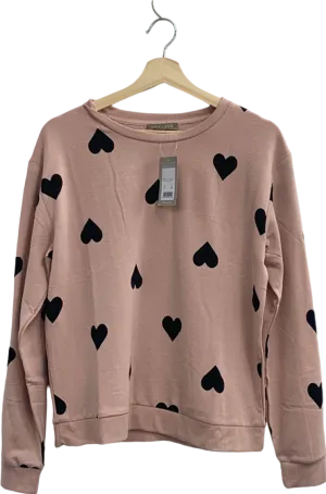 New Look Pink Heart Print Sweatshirt UK Size 12