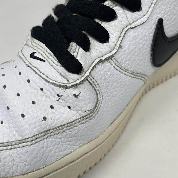 Nike Air Force 1 Mid LV8 Shoes GS Youth Size 7 White Black Leather AV3803 100