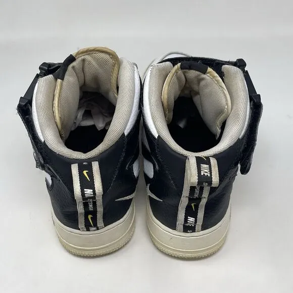 Nike Air Force 1 Mid LV8 Shoes GS Youth Size 7 White Black Leather AV3803 100
