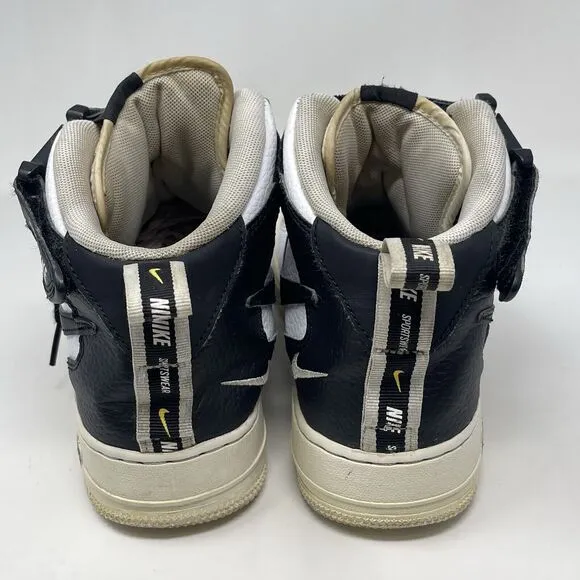 Nike Air Force 1 Mid LV8 Shoes GS Youth Size 7 White Black Leather AV3803 100