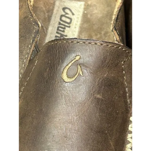 Olukai Moloa Leather Loafer Slip on shoes Brown Leather Mens size 10