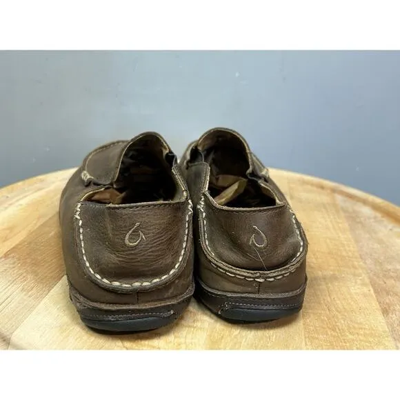 Olukai Moloa Leather Loafer Slip on shoes Brown Leather Mens size 10