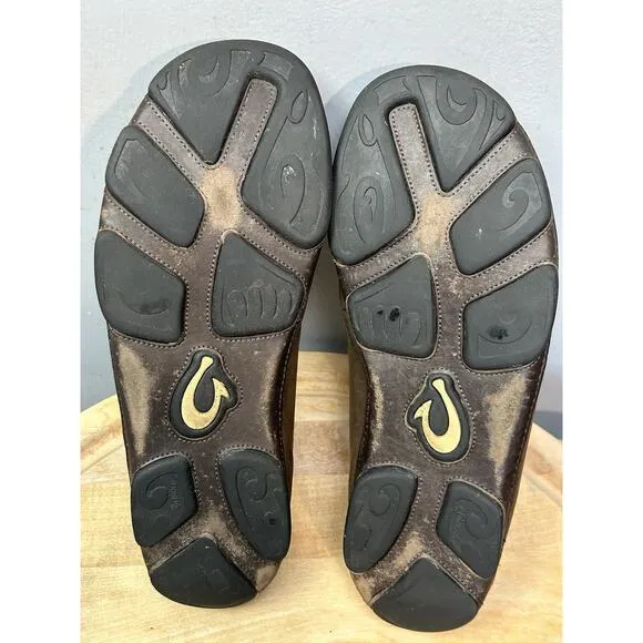 Olukai Moloa Leather Loafer Slip on shoes Brown Leather Mens size 10
