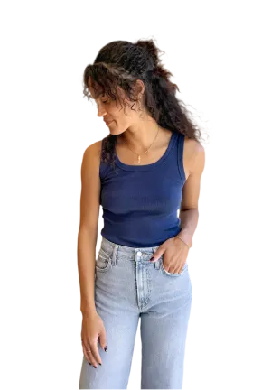 Organic Rib Tank in Navy