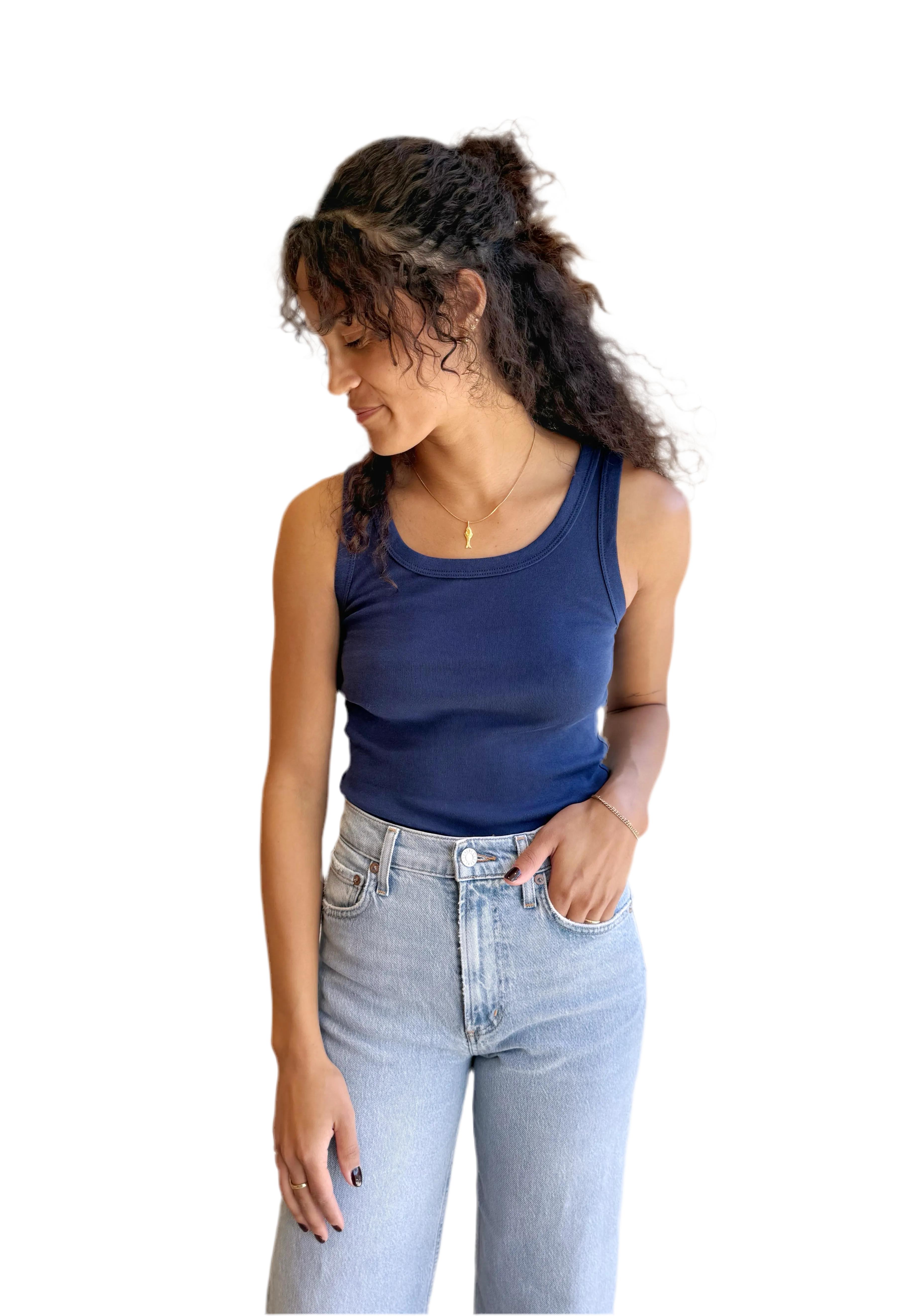 Organic Rib Tank in Navy