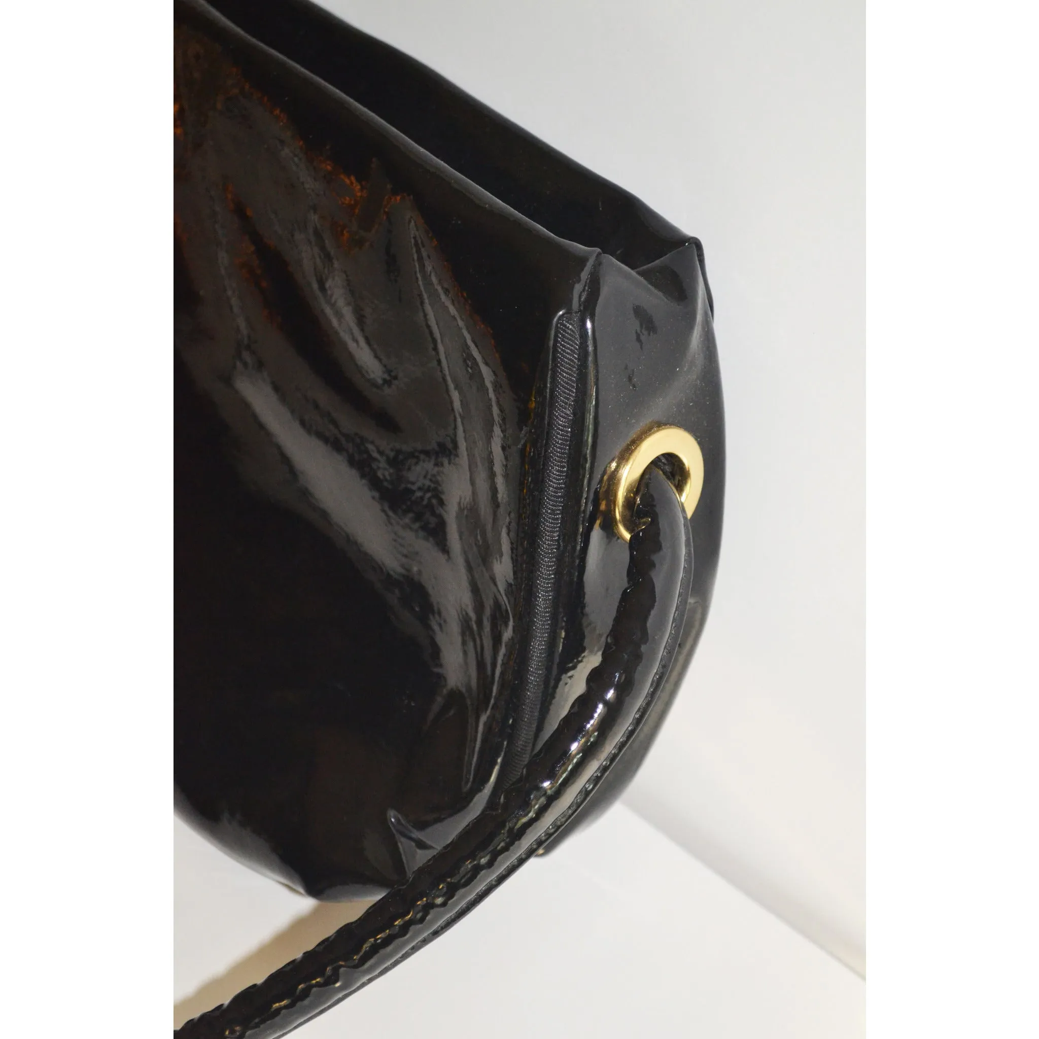 Patent Leather Licorice Handle Purse By Empress