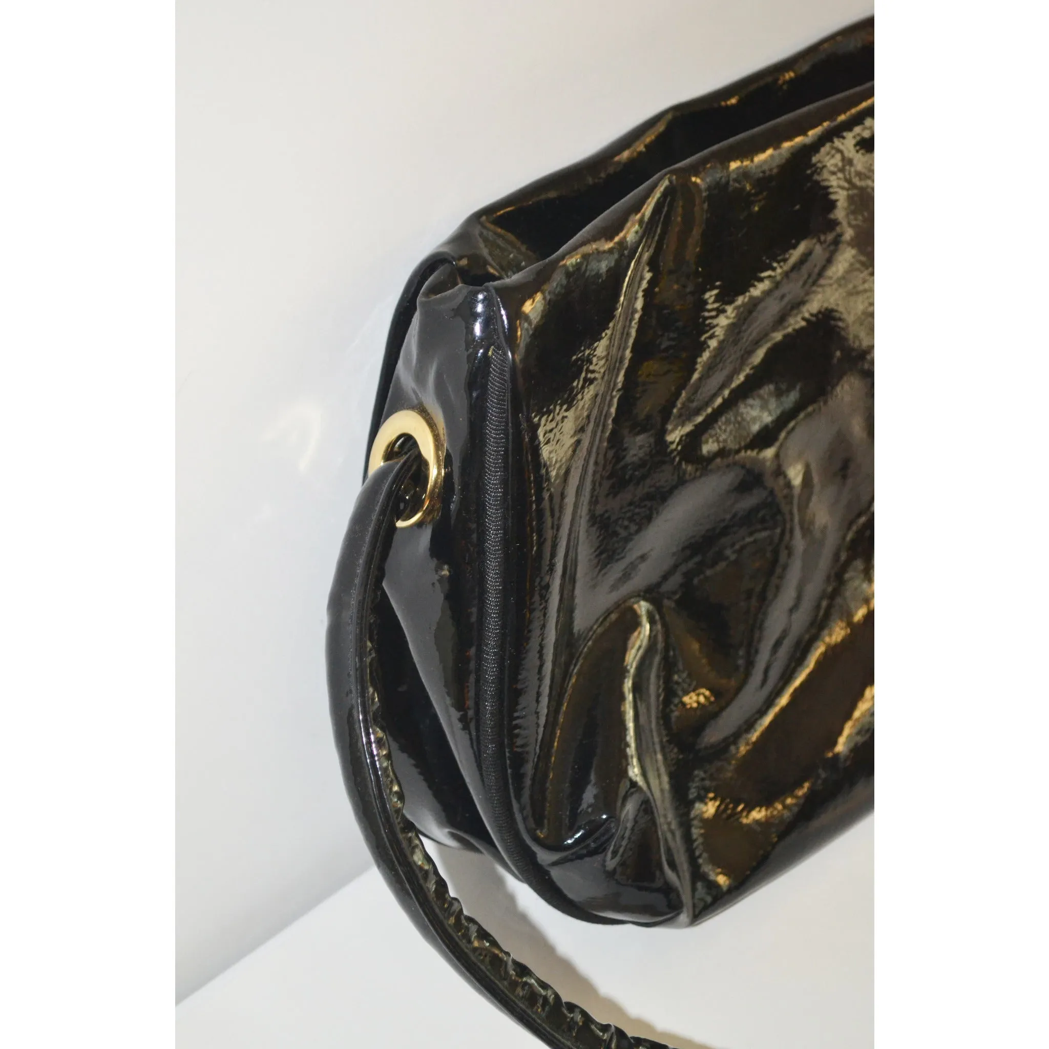 Patent Leather Licorice Handle Purse By Empress