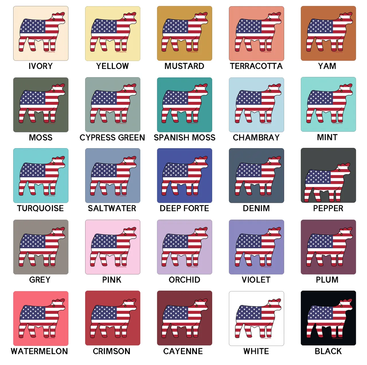Patriotic Steer ComfortWash/ComfortColor T-Shirt (S-4XL) - Multiple Colors!