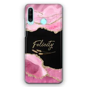 Personalised Motorola Phone Hard Case with Stylish Custom Name on Rose Pink Marble