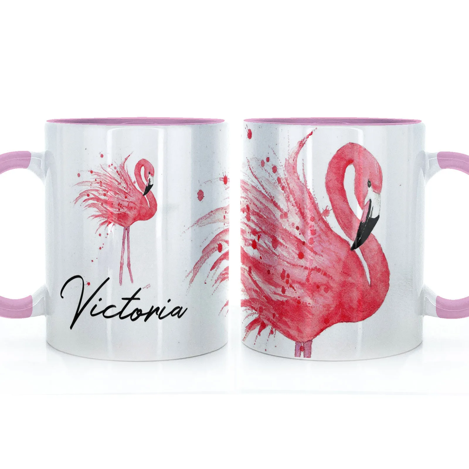 Personalised Mug with Stylish Text and Flamingo