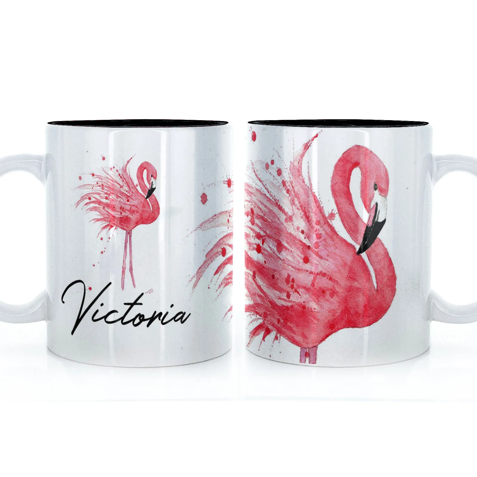 Personalised Mug with Stylish Text and Flamingo