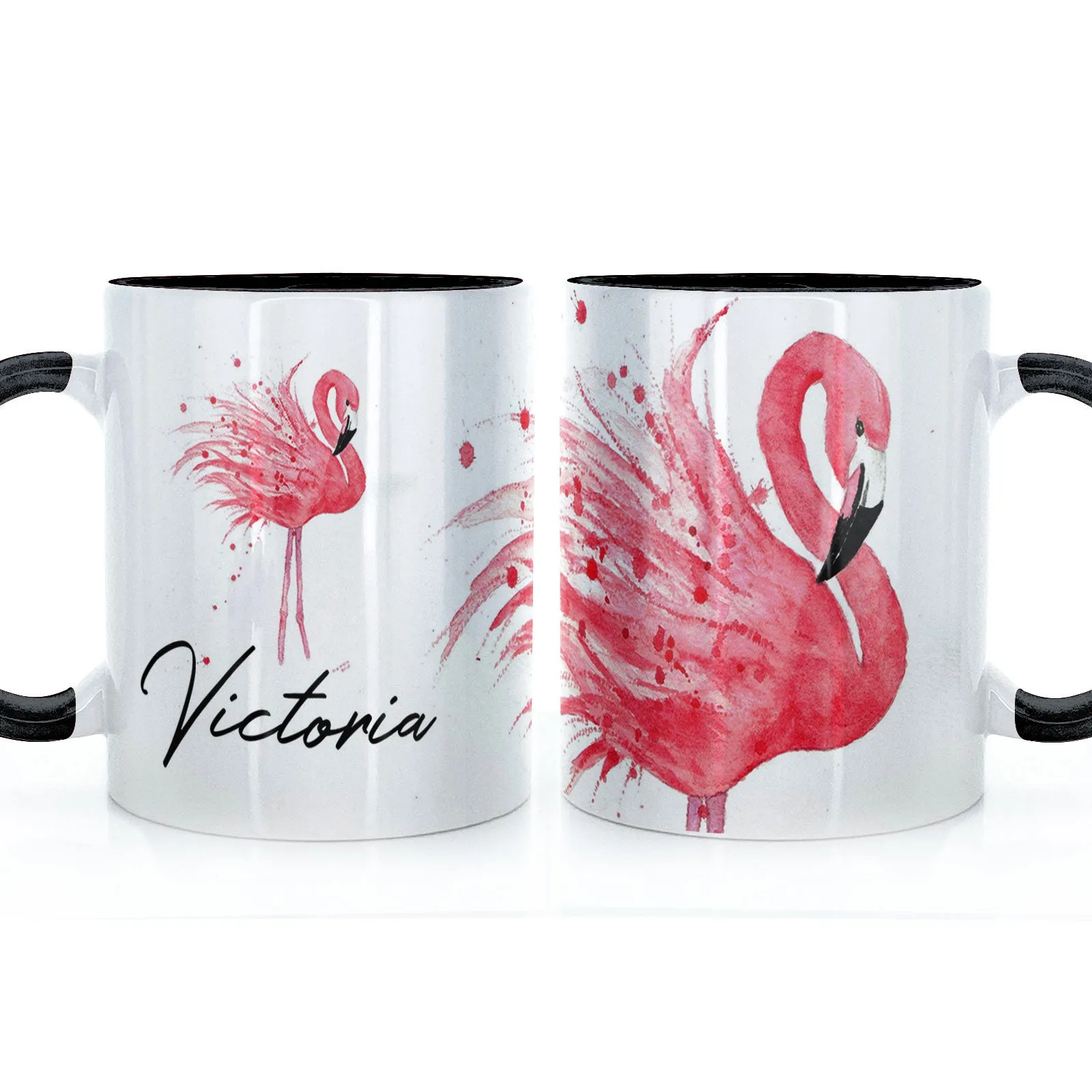 Personalised Mug with Stylish Text and Flamingo