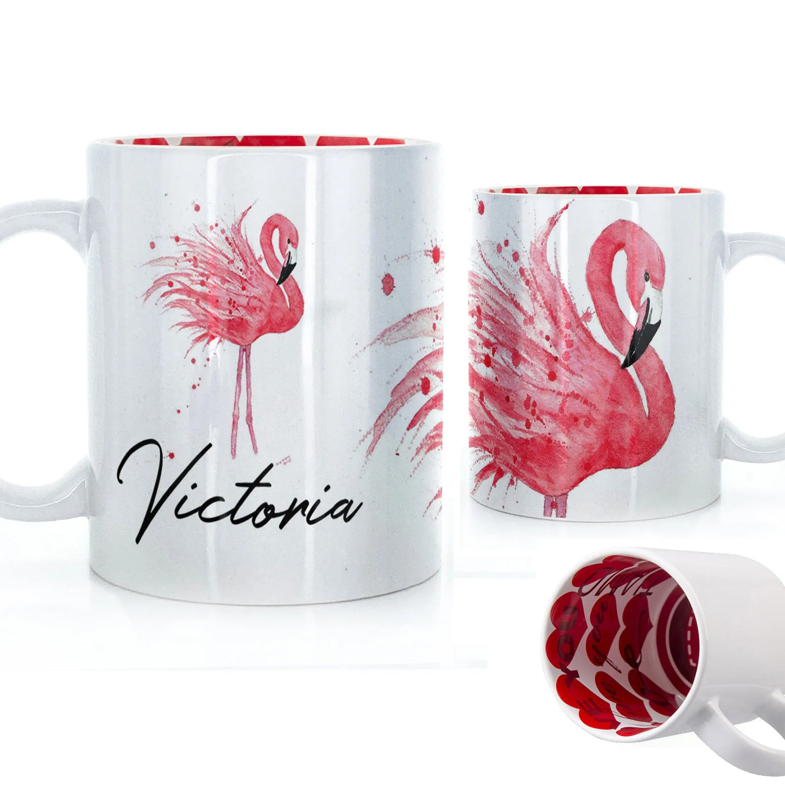 Personalised Mug with Stylish Text and Flamingo