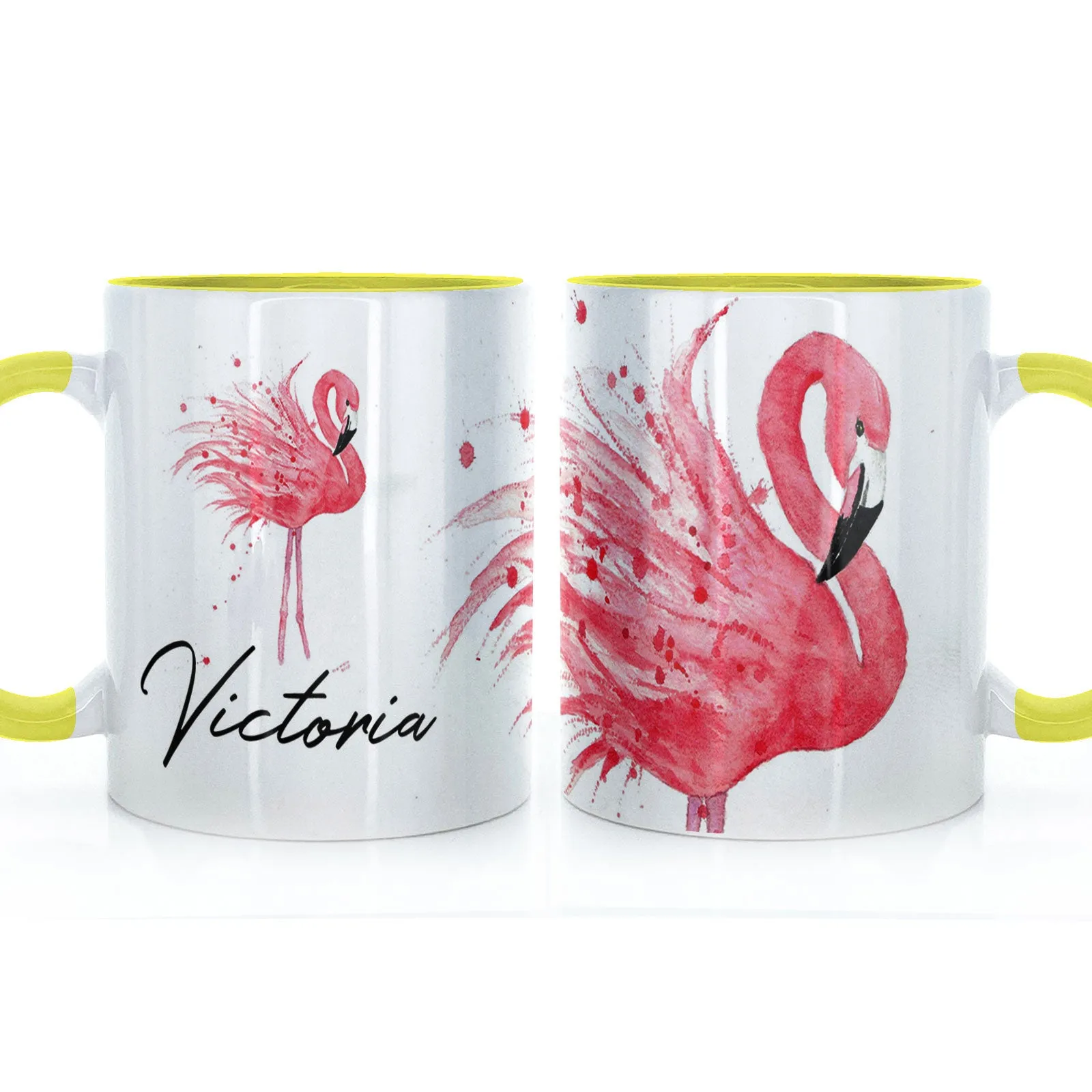 Personalised Mug with Stylish Text and Flamingo