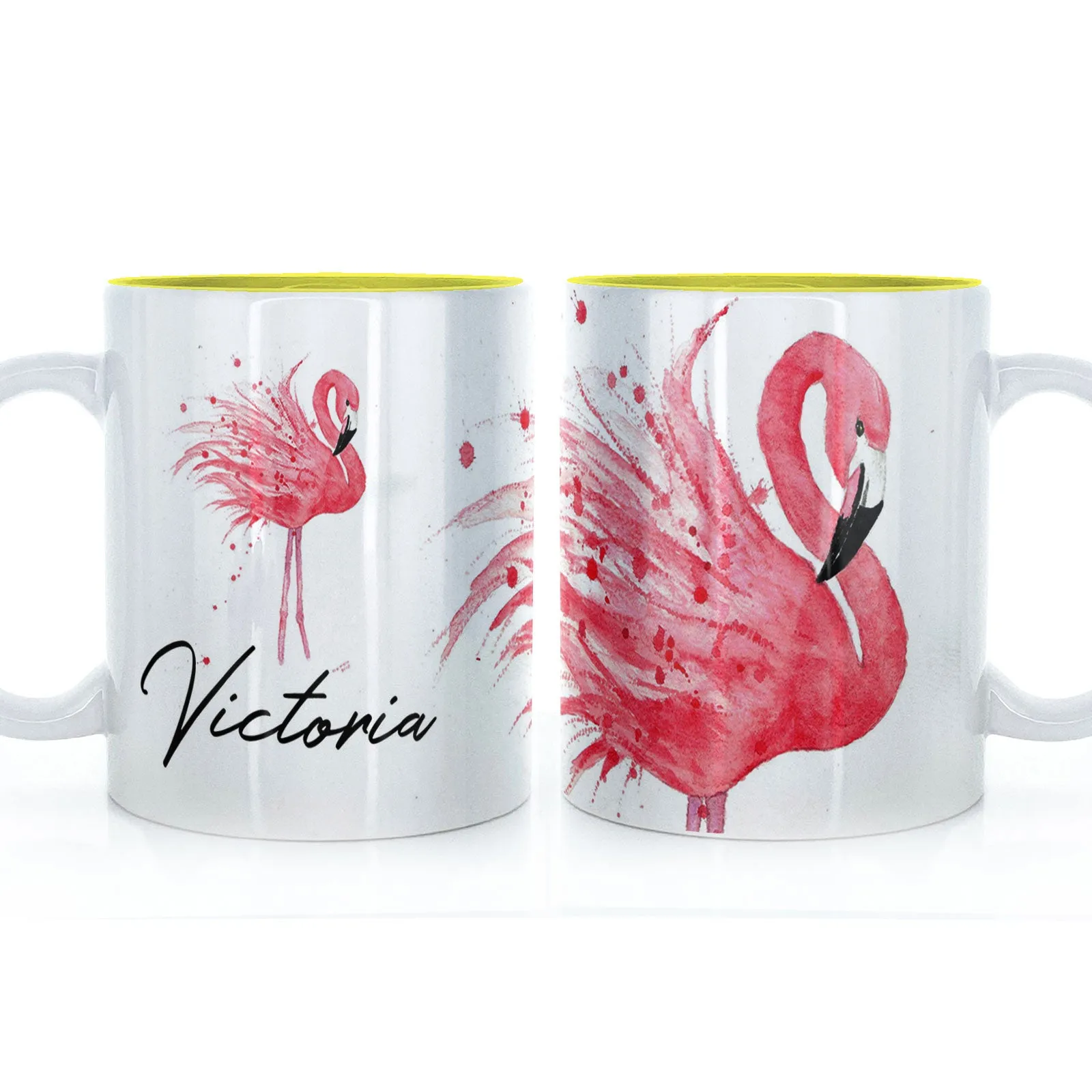 Personalised Mug with Stylish Text and Flamingo