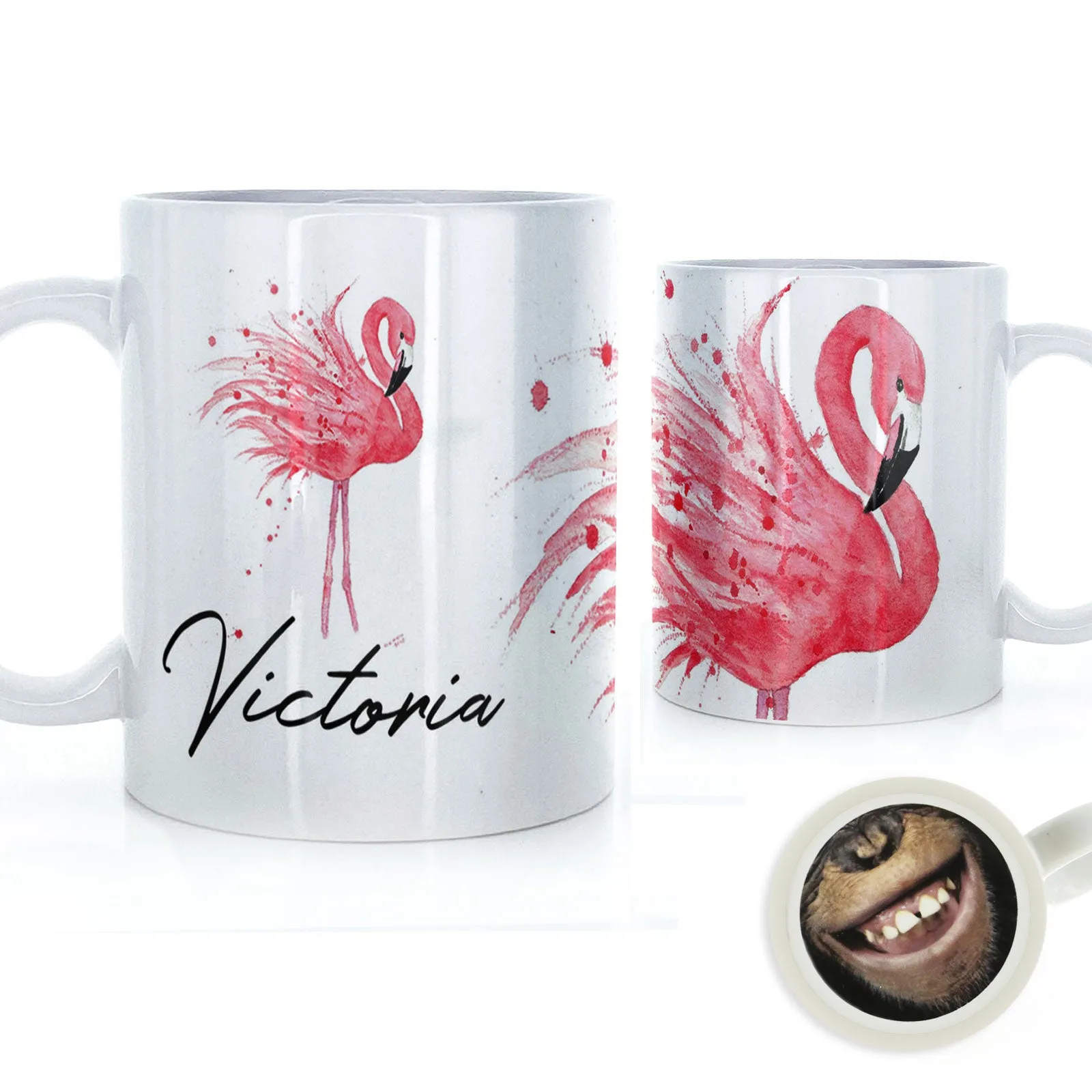 Personalised Mug with Stylish Text and Flamingo