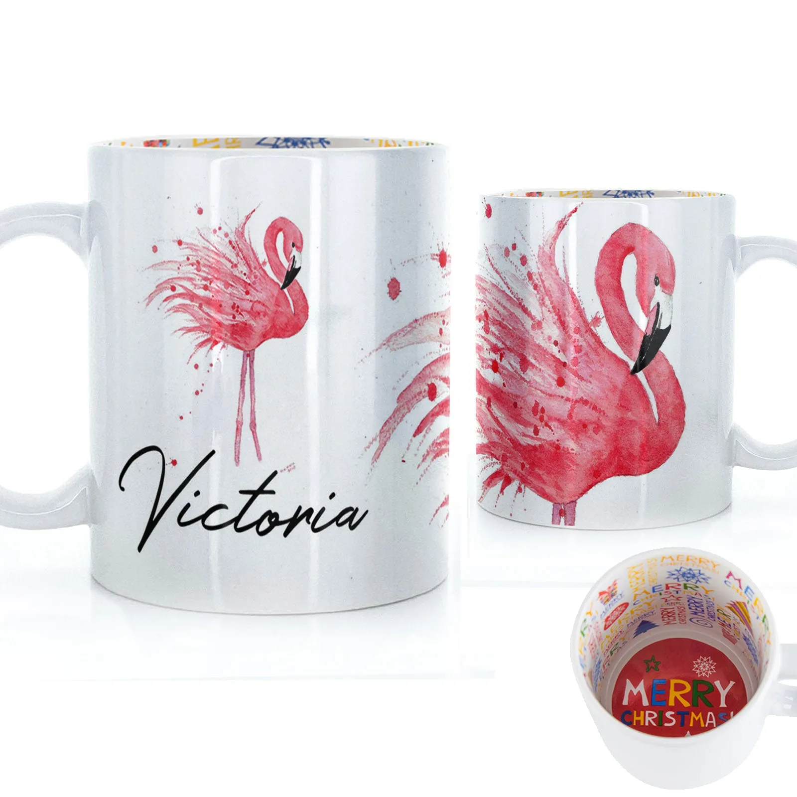 Personalised Mug with Stylish Text and Flamingo