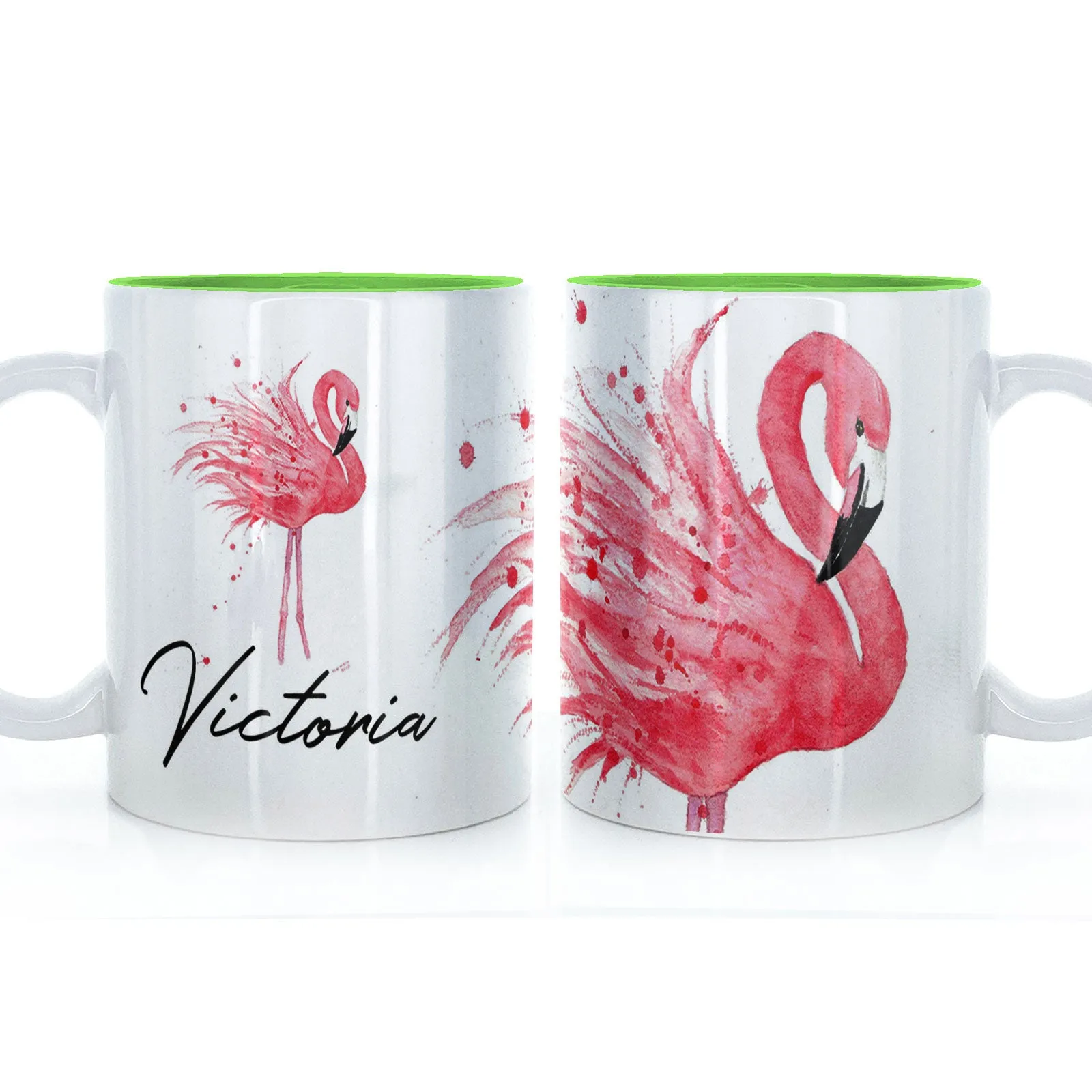Personalised Mug with Stylish Text and Flamingo