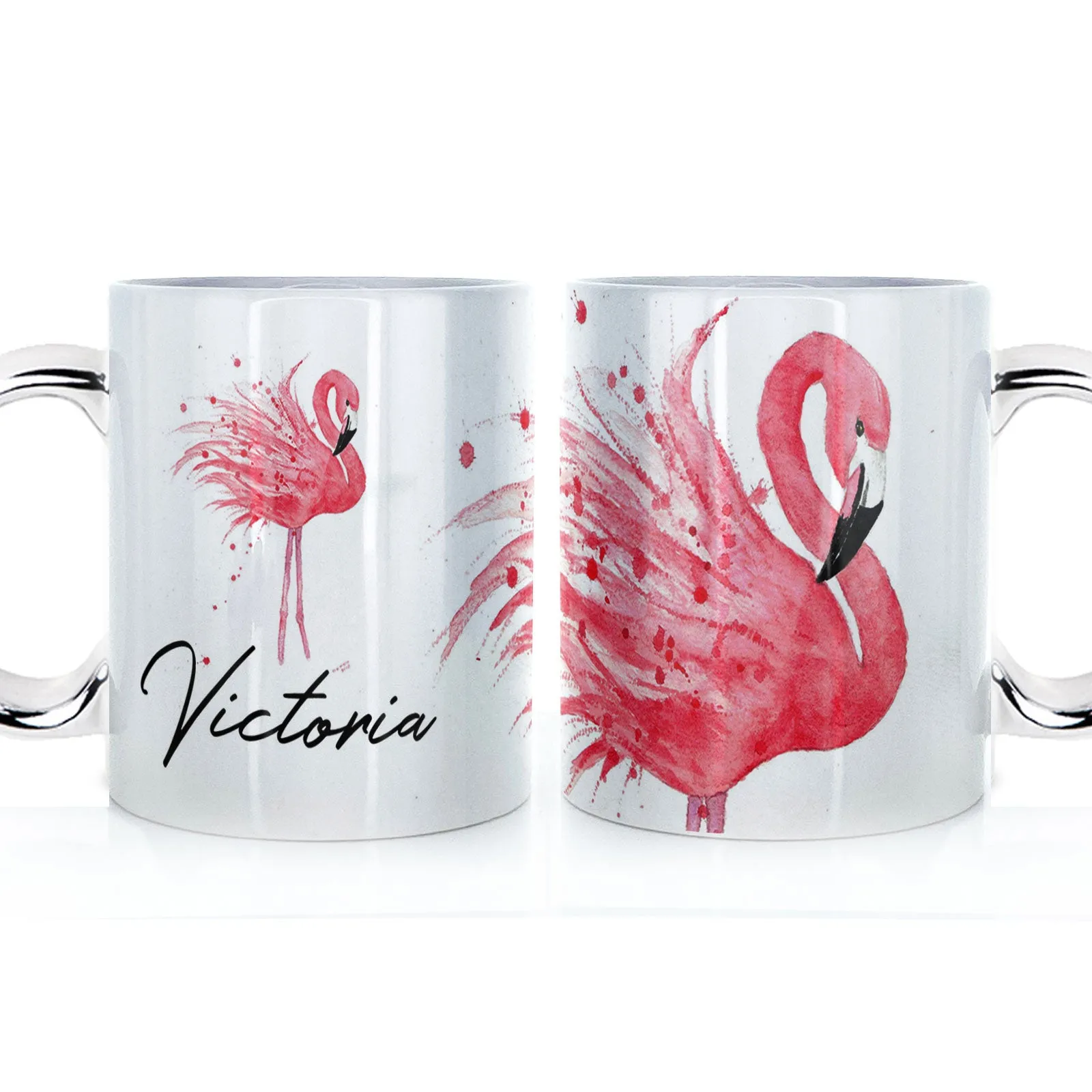 Personalised Mug with Stylish Text and Flamingo