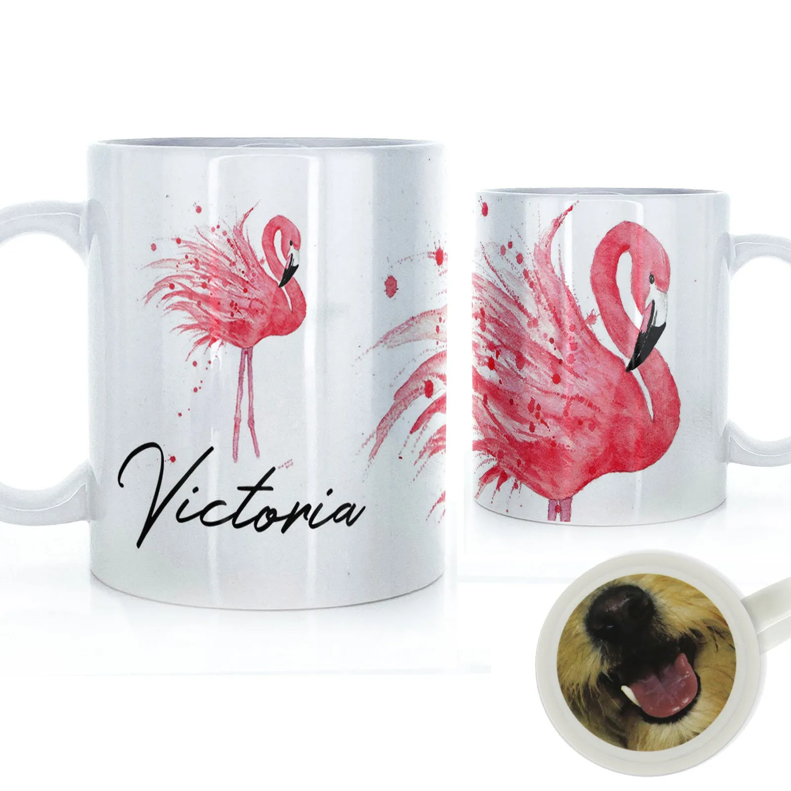 Personalised Mug with Stylish Text and Flamingo