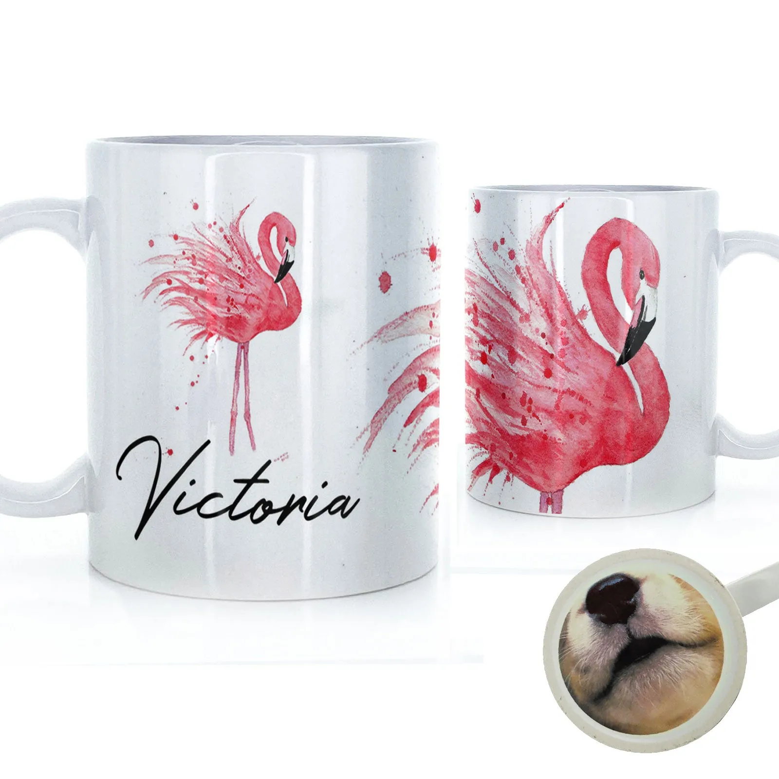 Personalised Mug with Stylish Text and Flamingo