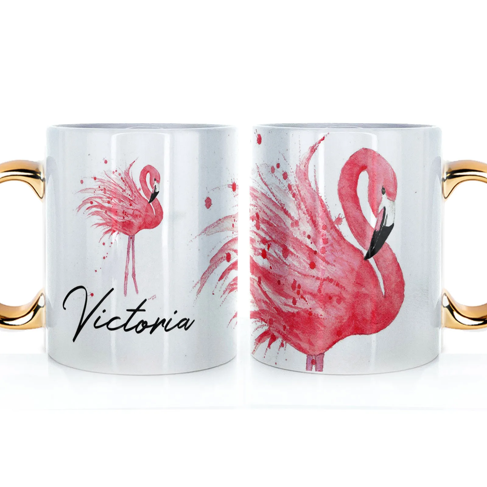 Personalised Mug with Stylish Text and Flamingo