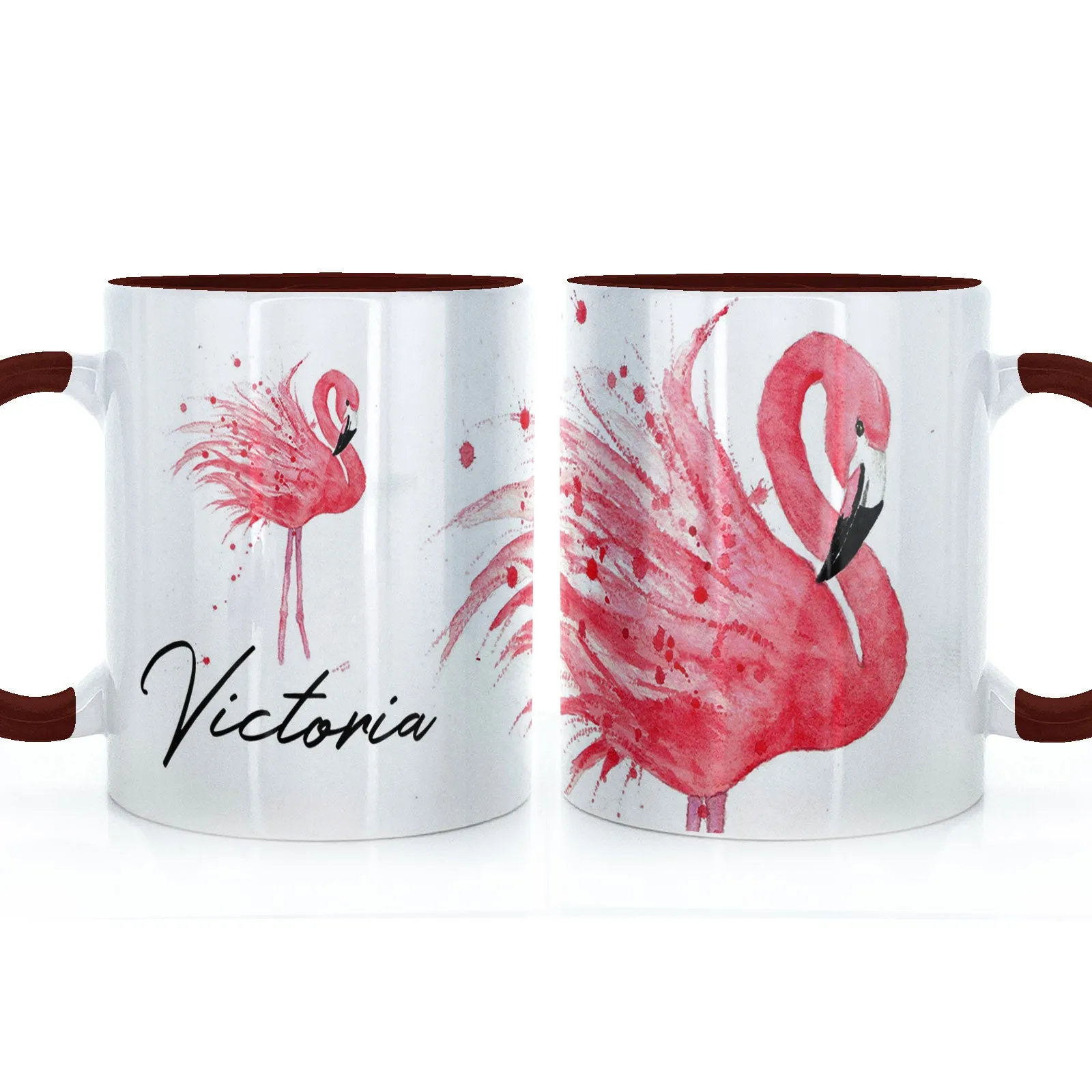 Personalised Mug with Stylish Text and Flamingo