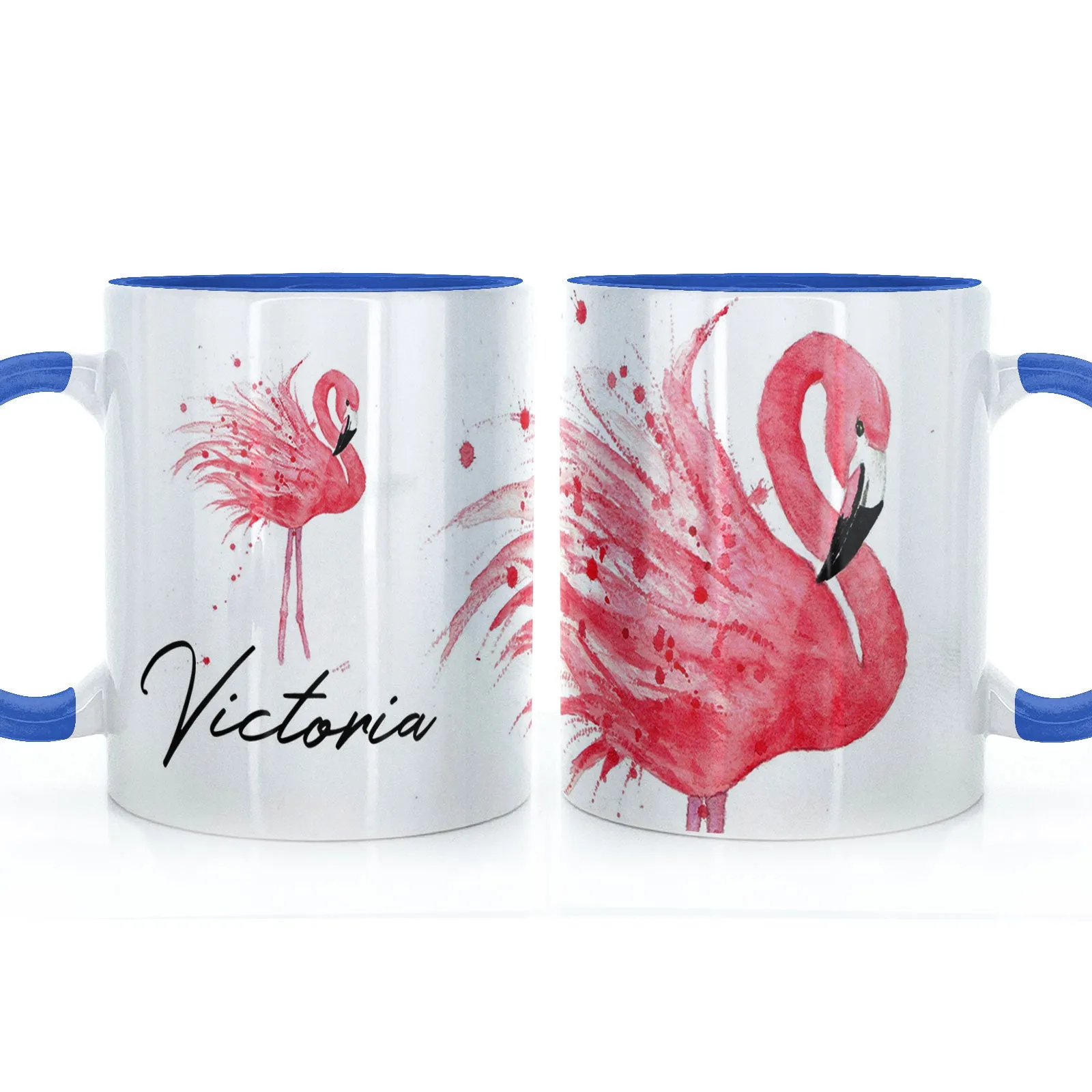 Personalised Mug with Stylish Text and Flamingo