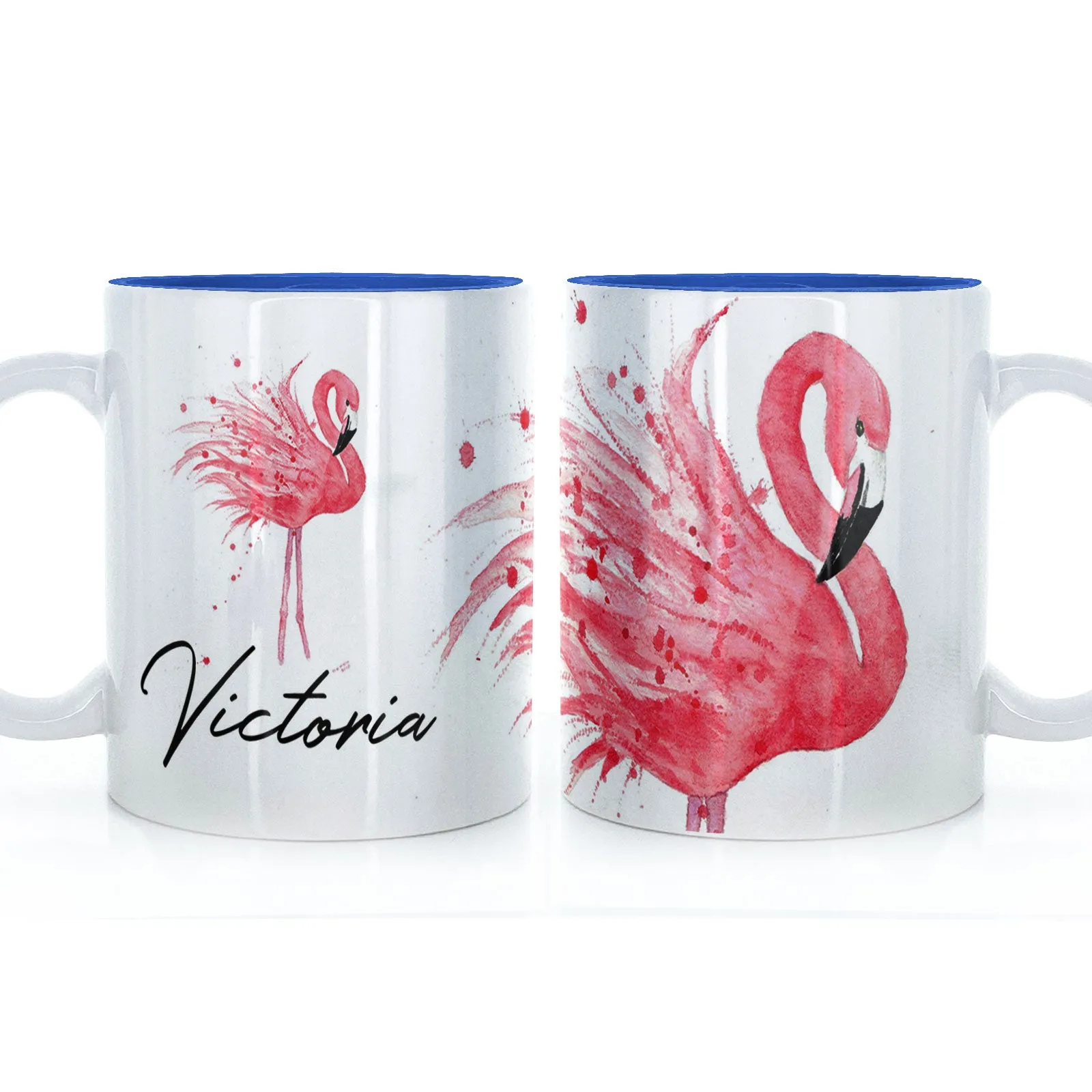 Personalised Mug with Stylish Text and Flamingo