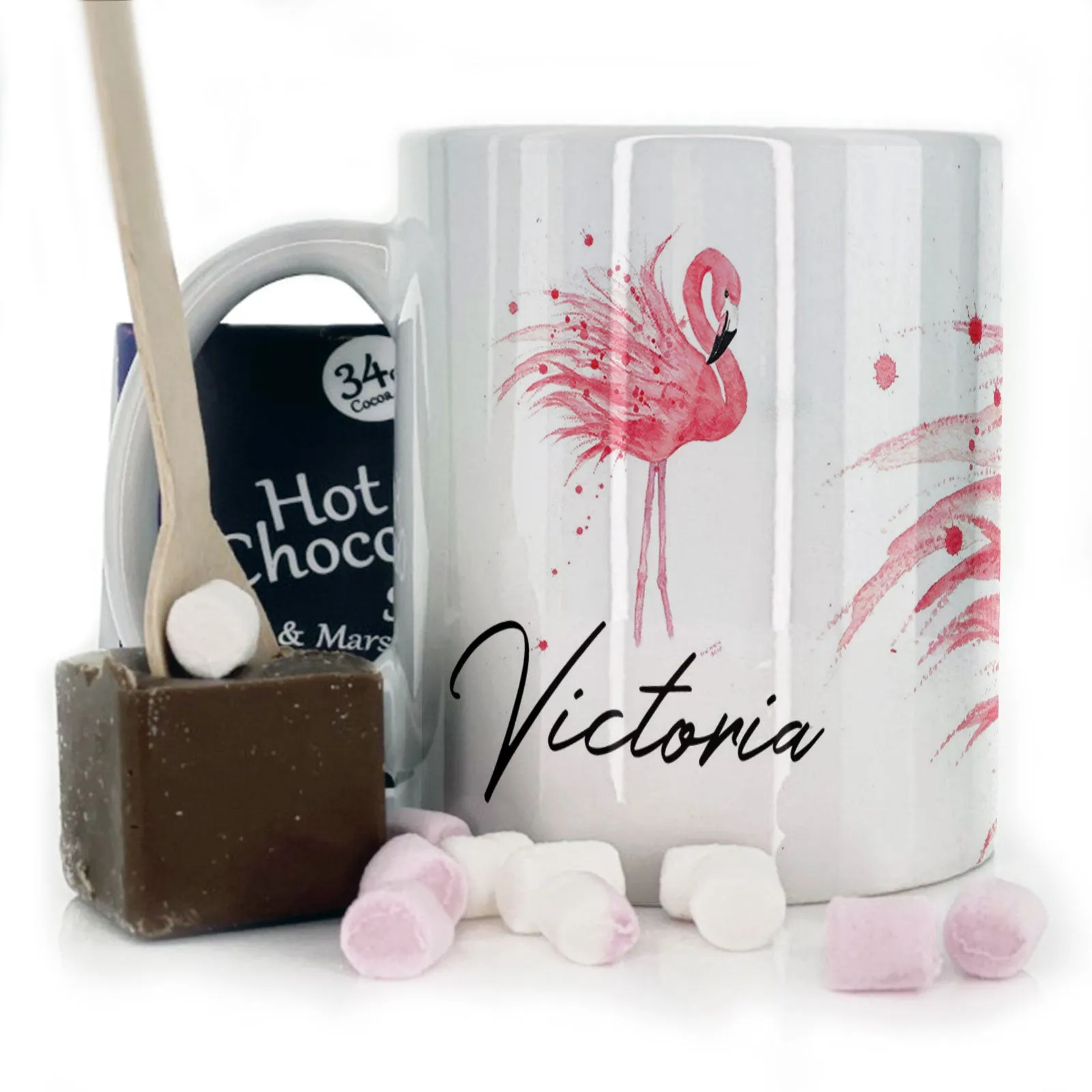 Personalised Mug with Stylish Text and Flamingo