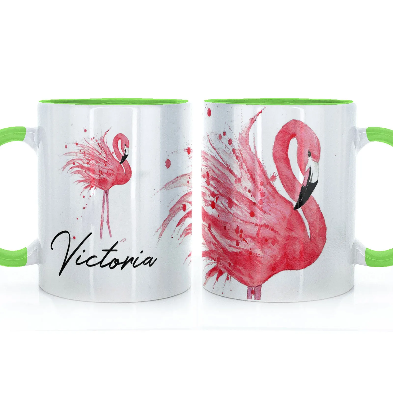 Personalised Mug with Stylish Text and Flamingo