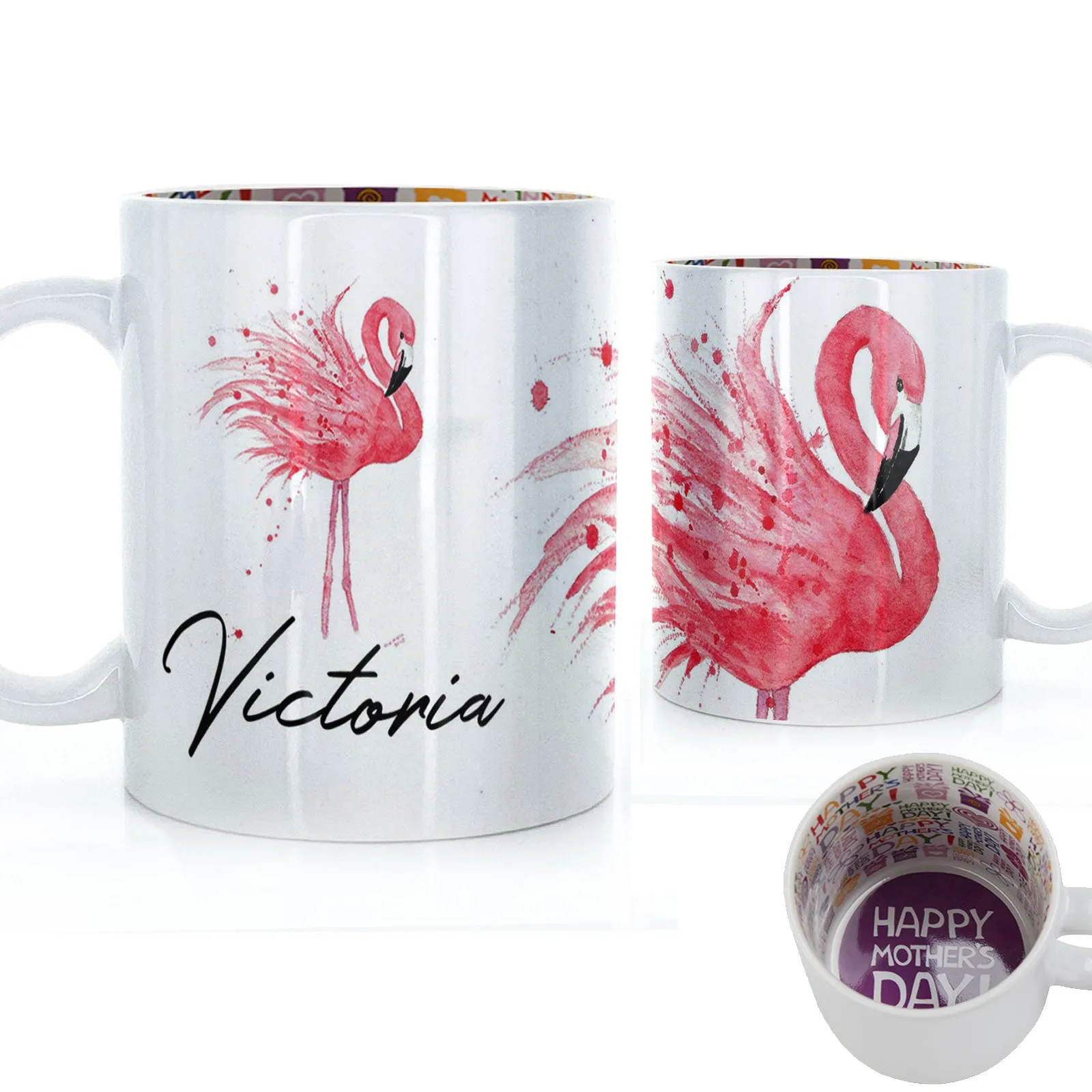 Personalised Mug with Stylish Text and Flamingo