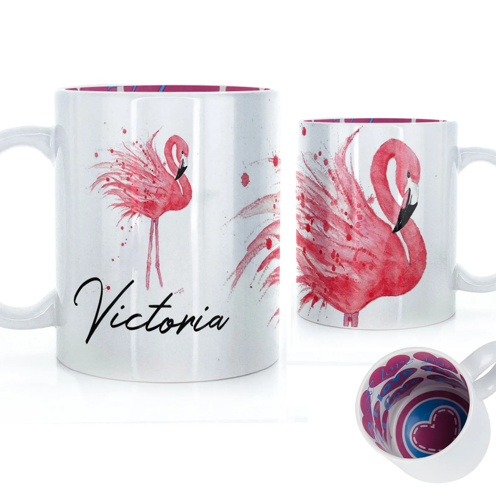 Personalised Mug with Stylish Text and Flamingo