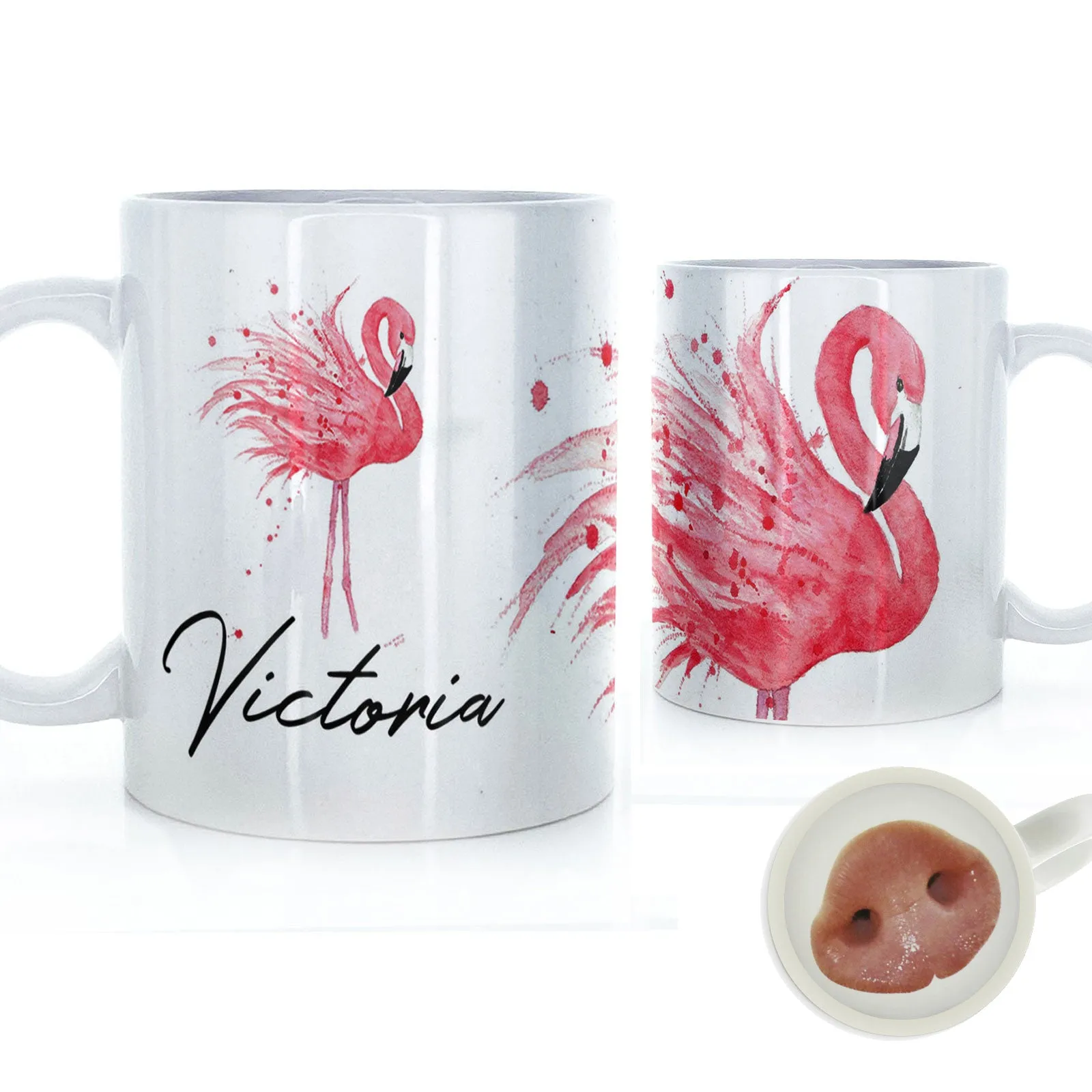 Personalised Mug with Stylish Text and Flamingo