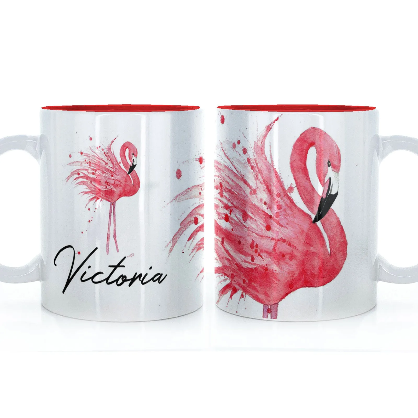 Personalised Mug with Stylish Text and Flamingo