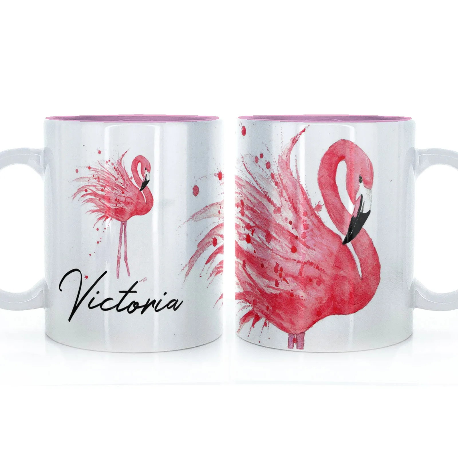 Personalised Mug with Stylish Text and Flamingo