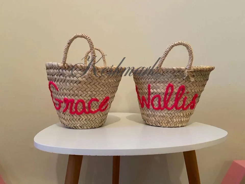 Personalized straw moroccan basket,bridal shower bags,customized straw bags,custom beach bag,straw tote,embroidered bags