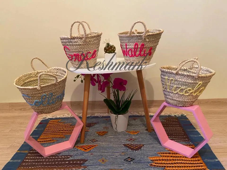 Personalized straw moroccan basket,bridal shower bags,customized straw bags,custom beach bag,straw tote,embroidered bags