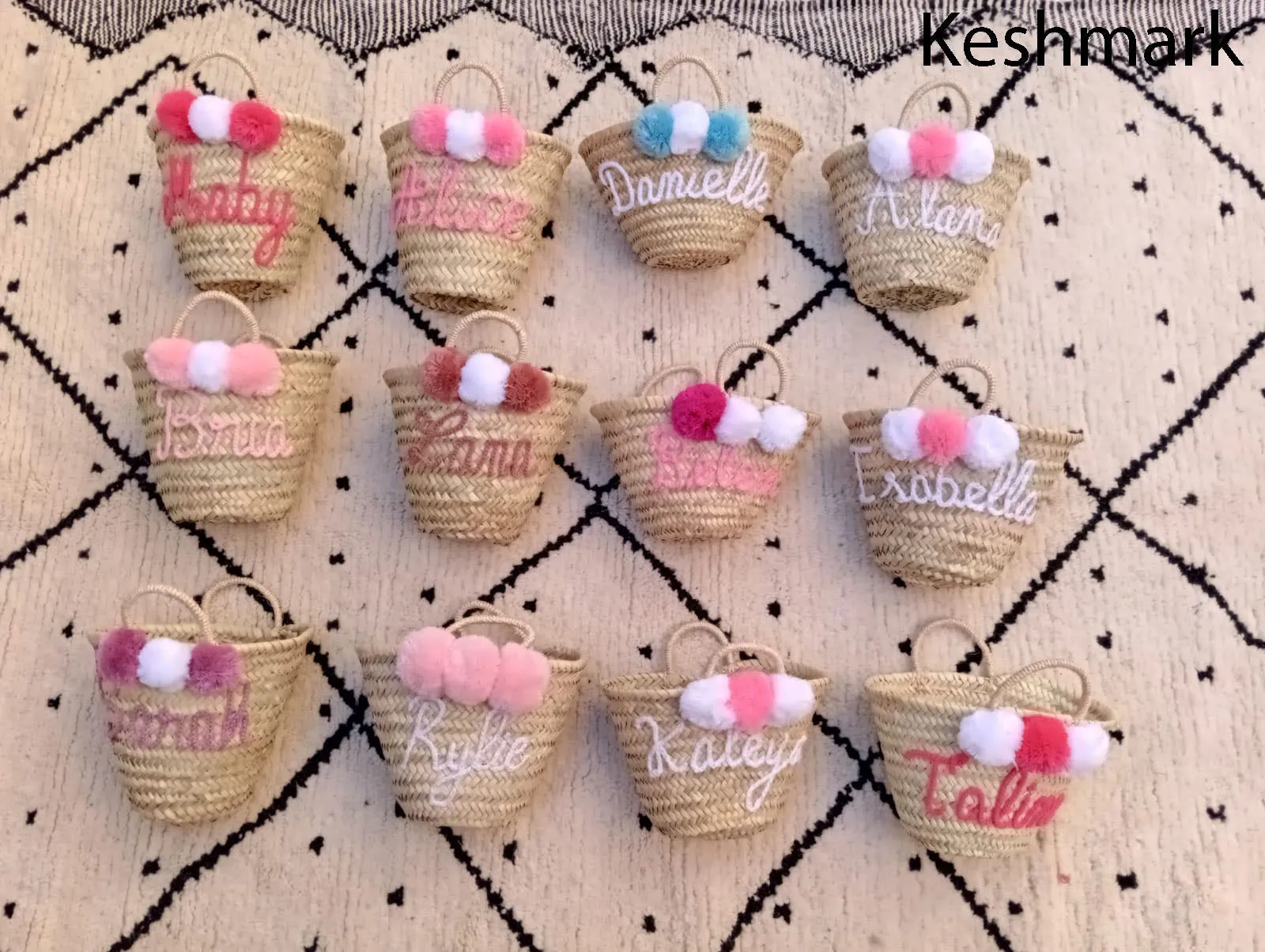 Personalized straw moroccan basket,bridal shower bags,customized straw bags,custom beach bag,straw tote,embroidered bags