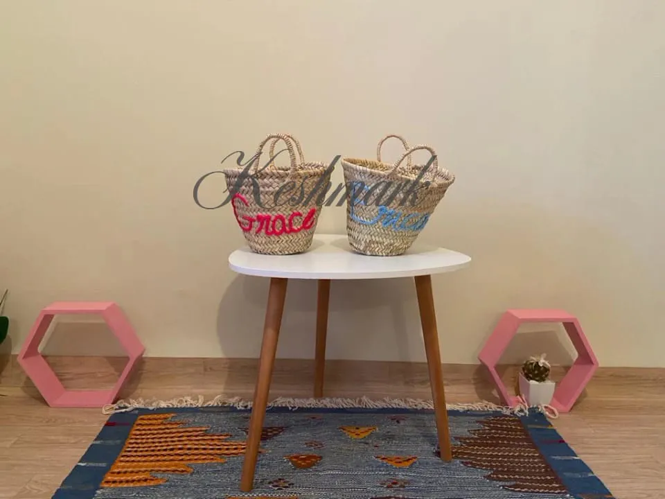 Personalized straw moroccan basket,bridal shower bags,customized straw bags,custom beach bag,straw tote,embroidered bags