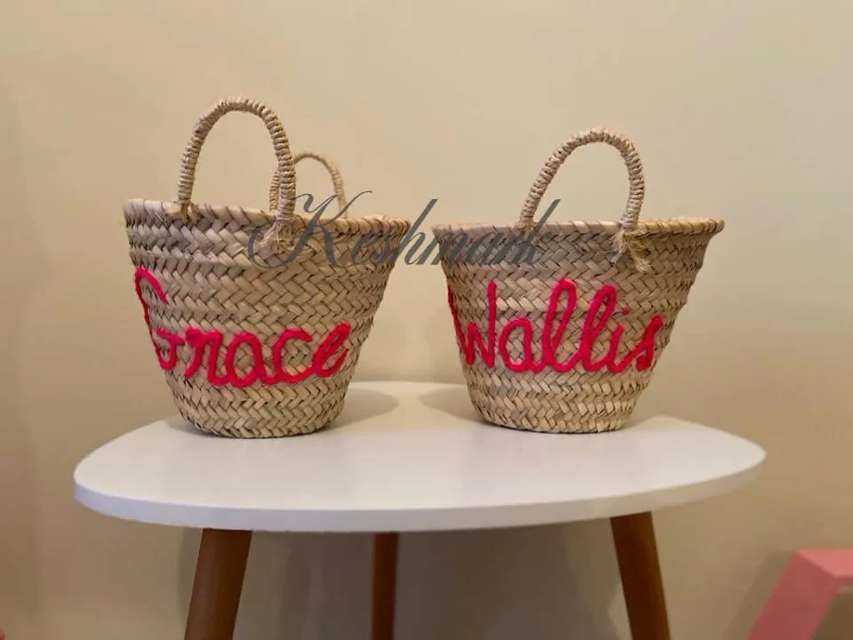 Personalized straw moroccan basket,bridal shower bags,customized straw bags,custom beach bag,straw tote,embroidered bags