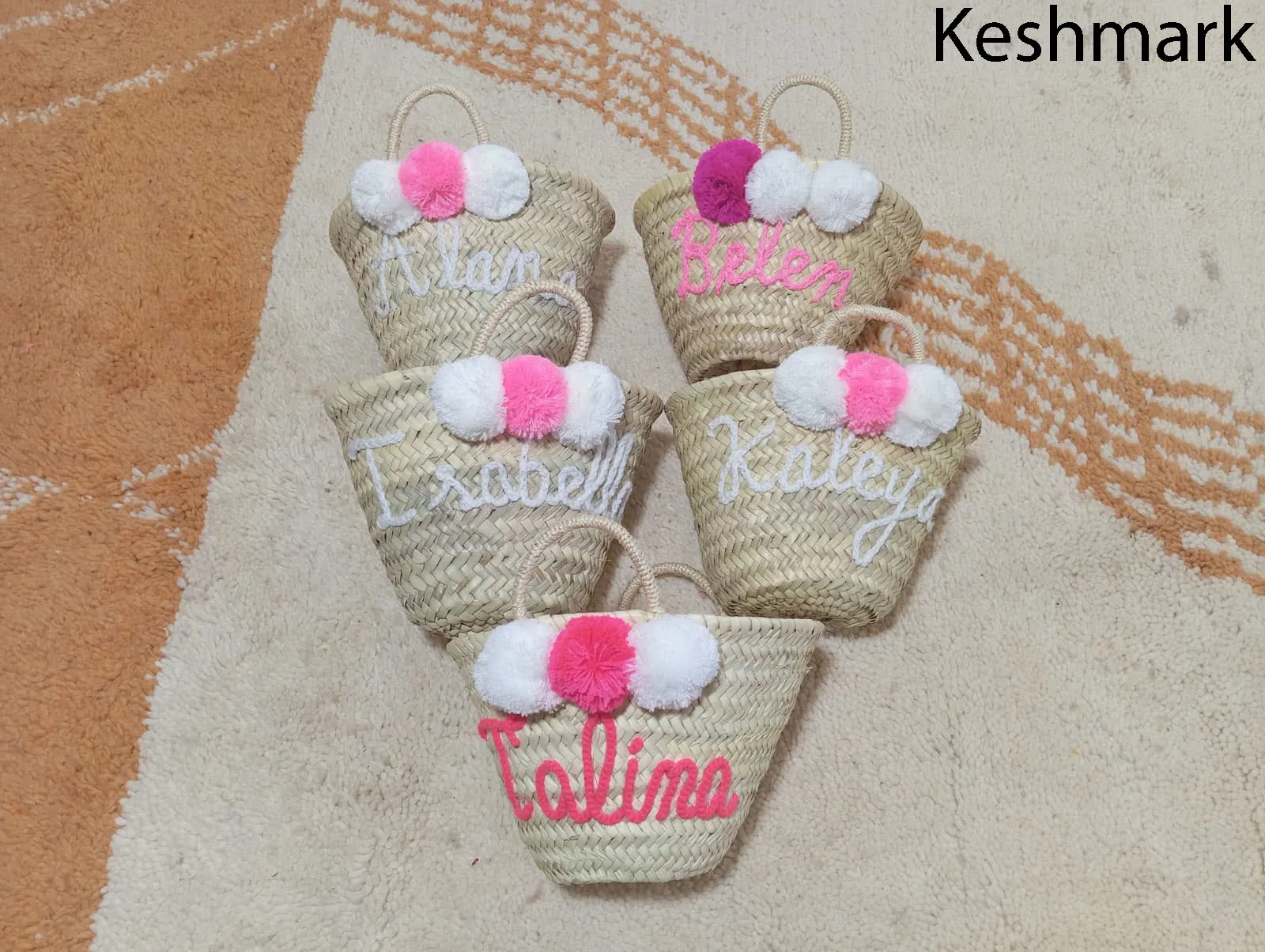Personalized straw moroccan basket,bridal shower bags,customized straw bags,custom beach bag,straw tote,embroidered bags