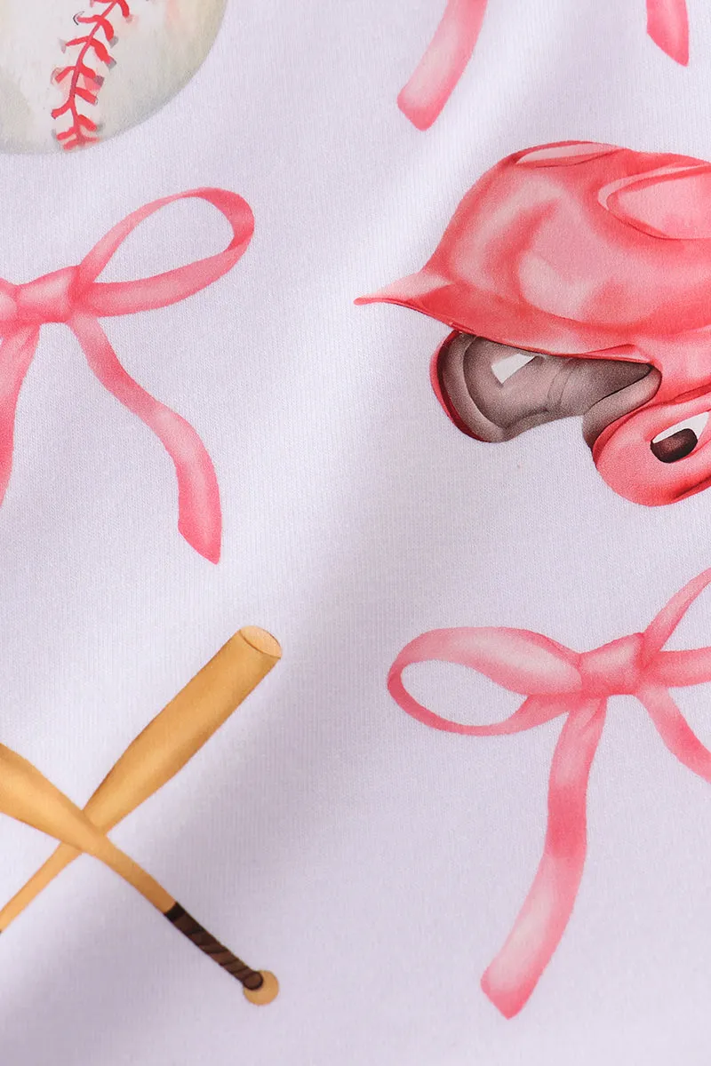 Pink Baseball Bow Tie Girl Top
