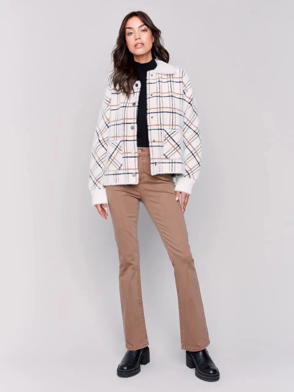 Plaid Knit Jacket