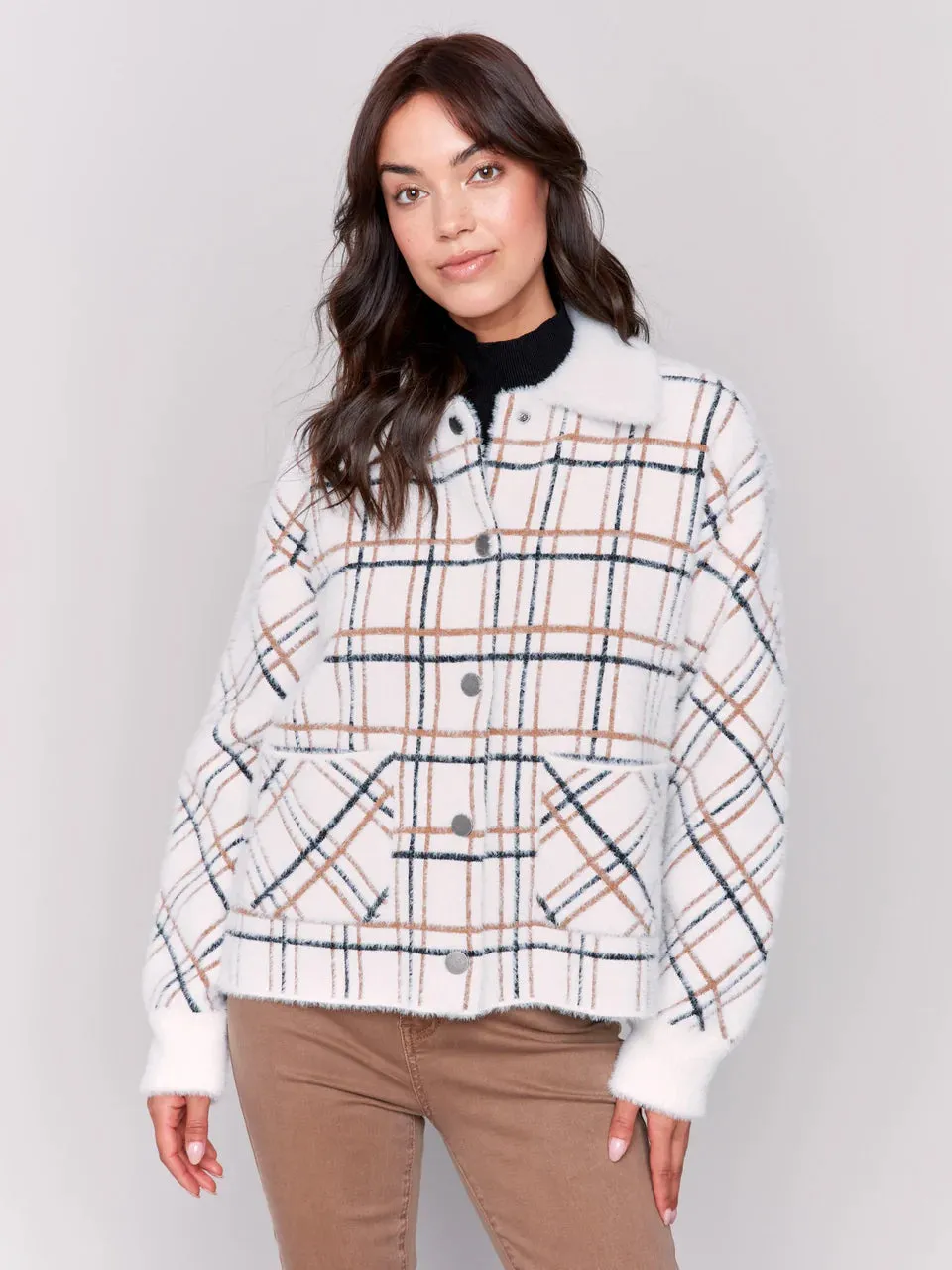 Plaid Knit Jacket