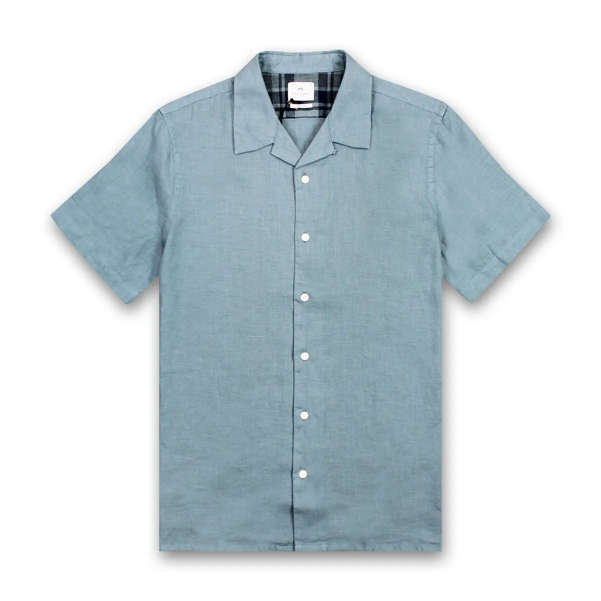 PS Paul Smith - Casual Fit SS Linen Shirt in Light Blue