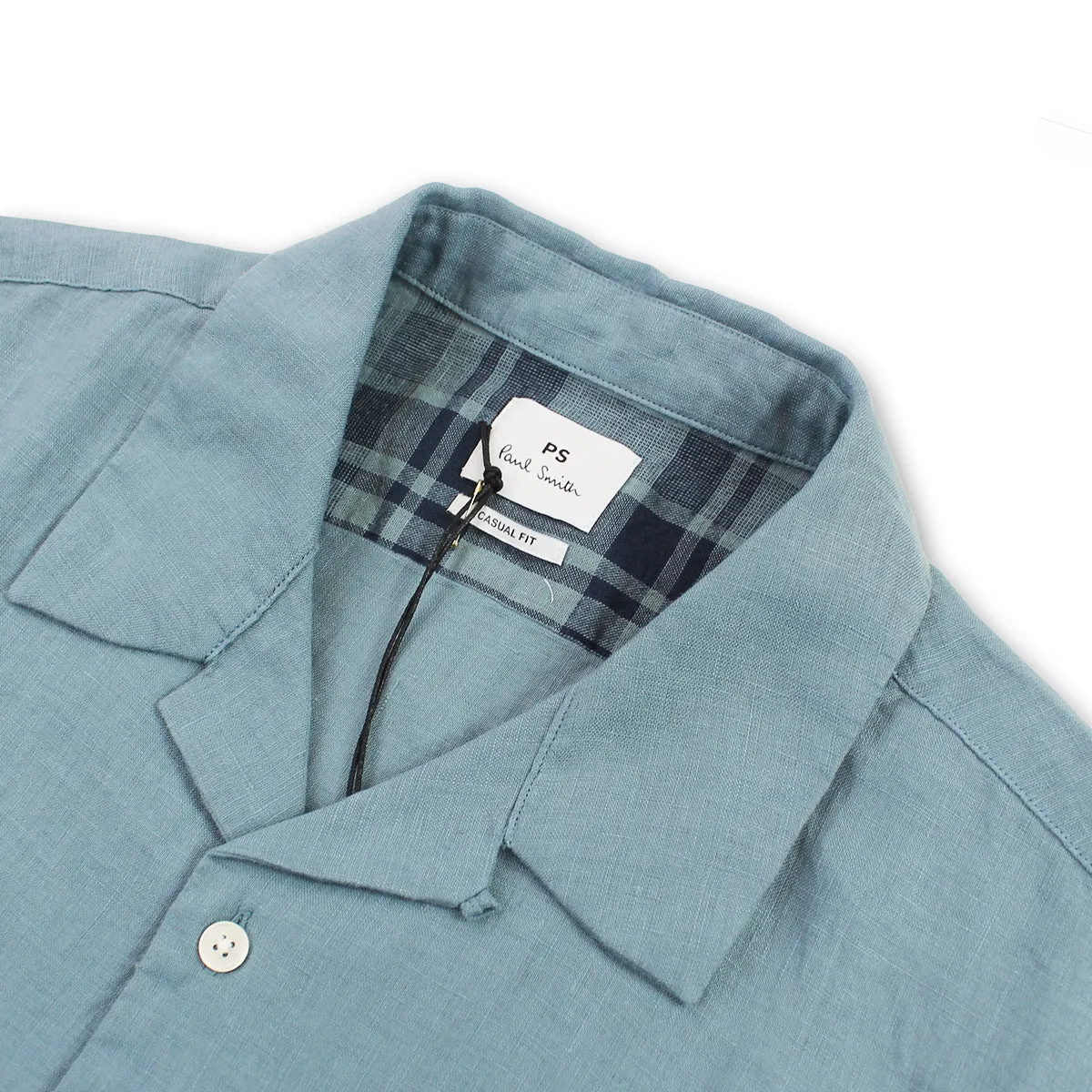 PS Paul Smith - Casual Fit SS Linen Shirt in Light Blue