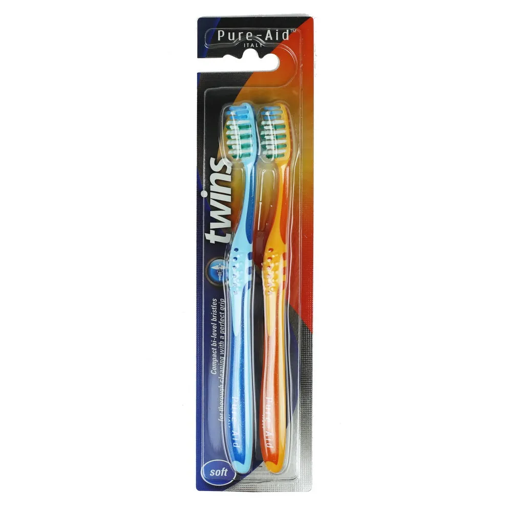 Pure-Aid Twins Italy Toothbrush (Soft) | 2pk